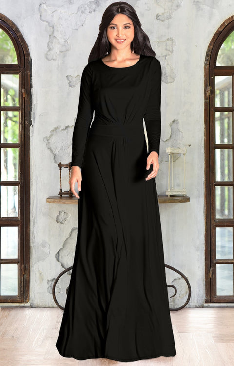 HAYDEN - Long Sleeve Maxi Dress Floor Length Gown Bridesmaid Fall - Black & Bronze Sheen / Extra Small