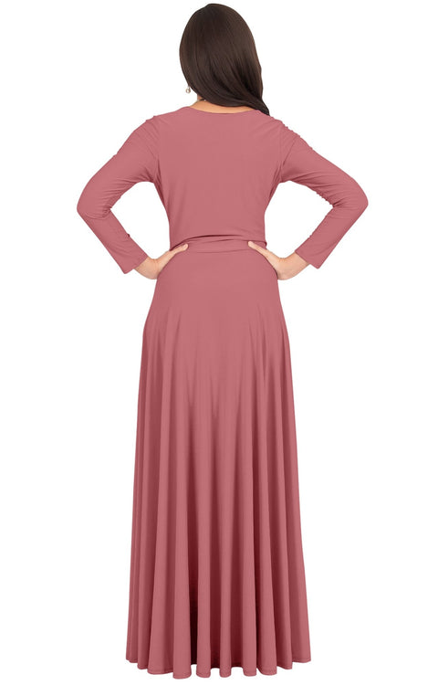HAYDEN - Womens Long Sleeve Full Figure Classy Evening Maxi Dress Gown