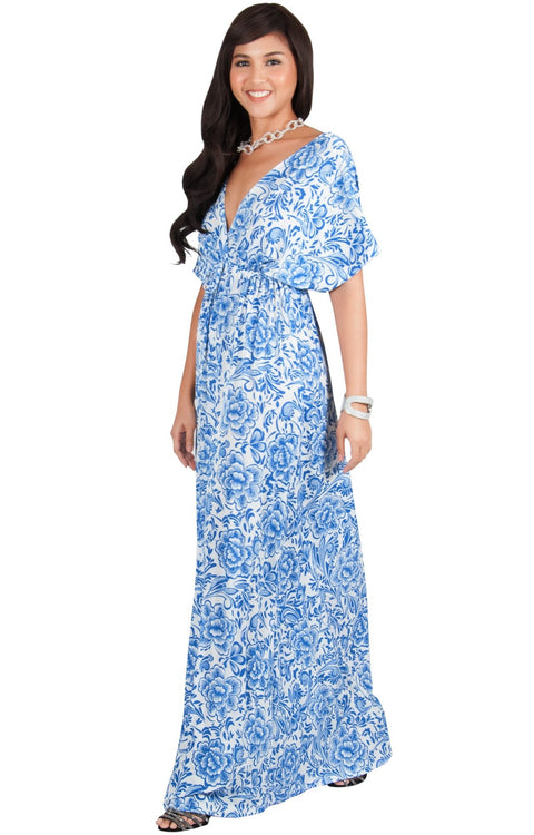 ISLA - Kimono V-Neck Summer Floral Casual Maxi Dress