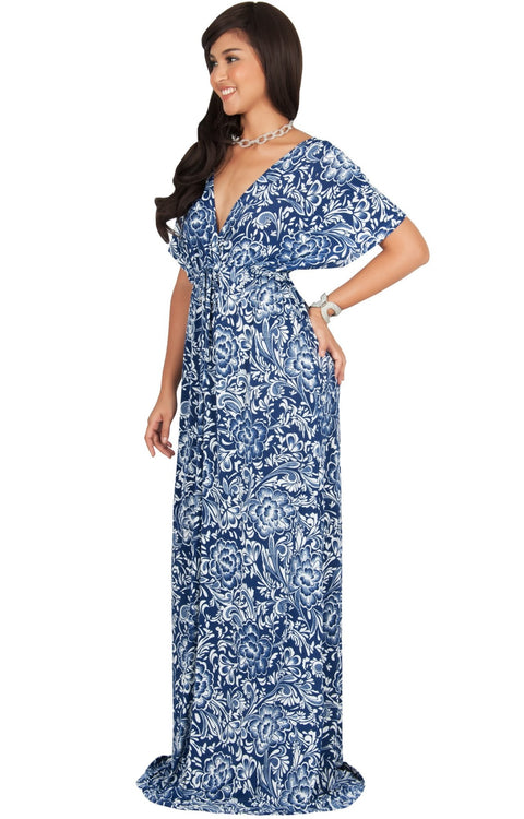 ISLA - Kimono V-Neck Summer Floral Casual Maxi Dress