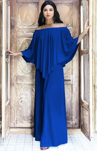 Buy BISHUIGE Women L-4XL Plus Size Maxi Dresses Long Dress 2X-Large, Royal  Blue at