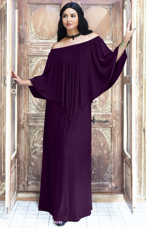 JENN - Maxi Dress Long Sexy Strapless Flowy Cocktail Evening Gown - Purple / 2X Large
