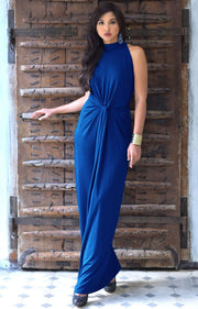 JESSY - Long Travel Vacation Holiday Maxi Dress Summer Spring Beach - Cobalt / Royal Blue / 2X Large
