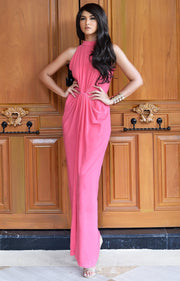 JESSY - Long Travel Vacation Holiday Maxi Dress Summer Spring Beach - Hot Fuchsia Pink / 2X Large