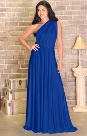 KAYLEE - Long Sexy Wrap Convertible Tall Bridesmaid Maxi Dress Gown - Cobalt / Royal Blue / 2X Large