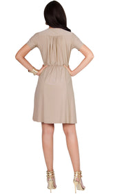 LELA - Summer Tunic Sexy Cover Up Short Sleeve Midi Mini Dress
