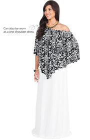 LEXY - Strapless Flowy Evening Damask Print Summer Maxi Dress