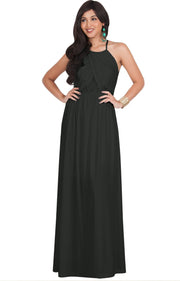 LYLAH - Bridesmaid Cocktail Long Sleeveless Halter Sun Maxi Dress Gown
