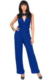 MARISOL - Convertible Wrap Jumpsuit Romper Cocktail Sexy Party Evening - Cobalt Royal Blue / Small