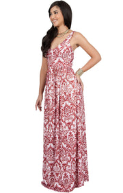 MAURA - Sleeveless Printed Summer Sun Maxi Dress