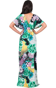 MIA - Hawaiian Luau Party Tropical Kimono Sleeve Maxi Dress