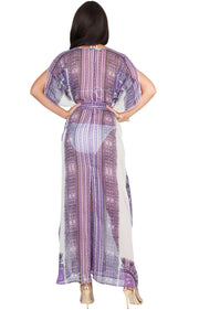 MONIQUE - Sexy Long Kaftan Short Sleeve Wrap Maxi Dress