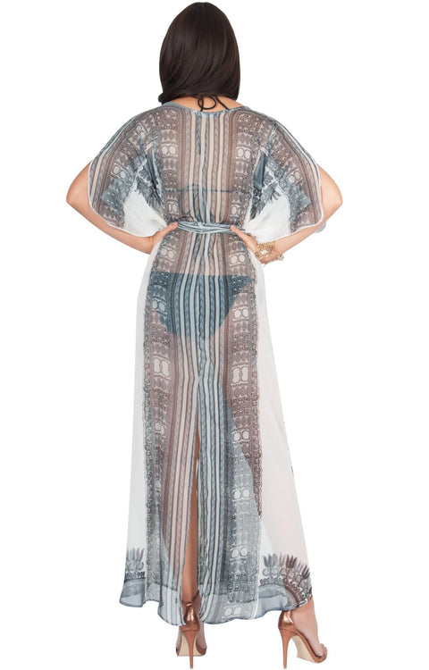 MONIQUE - Sexy Long Kaftan Short Sleeve Wrap Maxi Dress
