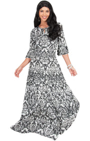 NADIA - Half Sleeve Ruffle Maxi Dress Smocked Printed