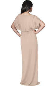 NICOLE - Elegant Grecian VNeck Cocktail Long Maxi Dress