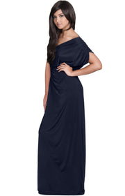 NICOLE - Elegant Grecian VNeck Cocktail Long Maxi Dress