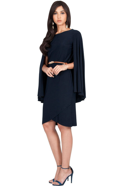 OPAL - Sleeveless Modest Knee Length Cloak Cape Evening Cute Midi Dres ...