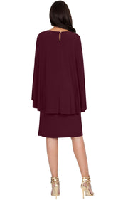 OPAL - Sleeveless Modest Knee Length Cloak Cape Evening Cute Midi Dress