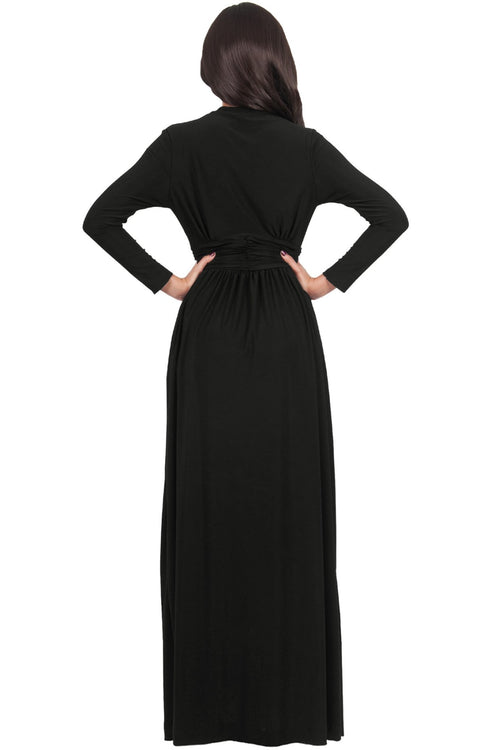 PAIGE - Elegant Evening Maxi Dress Gown Long Sleeve Stretchy Outfit