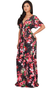 RUVA - Sun Summer Beach Flower Long Kimono Casual Print Maxi Dress