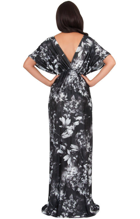RUVA - Sun Summer Beach Flower Long Kimono Casual Print Maxi Dress