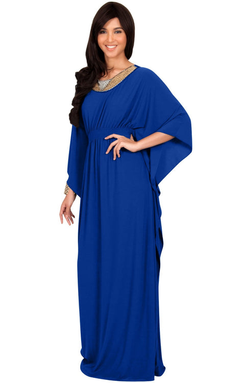 SAFFIANA - Flowy Dolman Sleeve Maxi Dress Long Kaftan Flattering Abaya ...