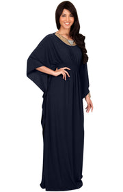 SAFFIANA - Flowy Dolman Sleeve Maxi Dress Long Kaftan Flattering Abaya