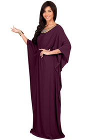 SAFFIANA - Flowy Dolman Sleeve Maxi Dress Long Kaftan Flattering Abaya