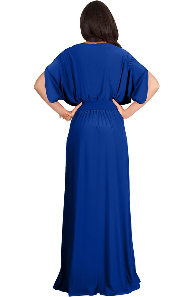 SAMANTHA - Short Sleeve Maxi Dress Flowy Maternity Formal Evening Wear