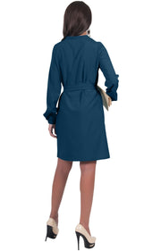 SCARLETT - Long Sleeve Knee Length Dress with Belt