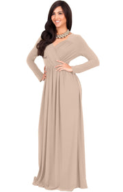 SKYLAR - Long Sleeve Empire Waist Modest Fall Flowy Maxi Dress Gown