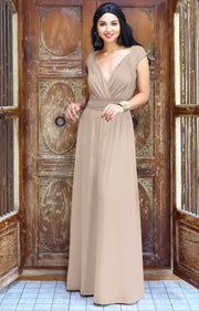VALERIE - Bridesmaid Cap Sleeve Cocktail Wedding Gown Long Maxi Dress