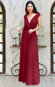 VALERIE - Bridesmaid Cap Sleeve Cocktail Wedding Gown Long Maxi Dress