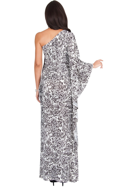 YELENA - One Shoulder Cape Print Sexy Maxi Dress