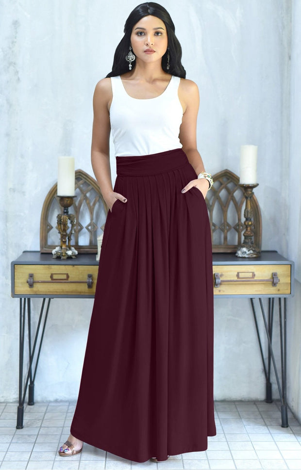 ZIYA - High Waist Long Flowy with Pockets Maxi Skirt